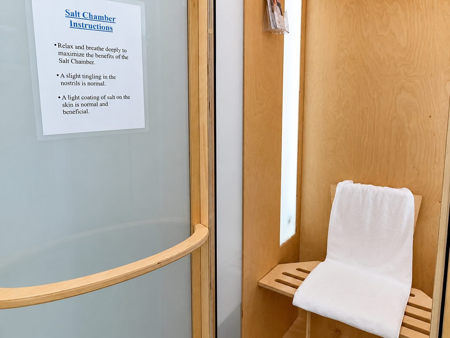 Salt chamber entrance at Above & Beyond Wellness Spa in Fenton, MO